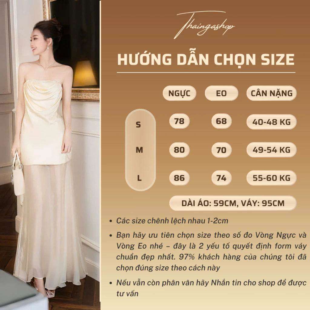 Đầm dự tiệc cúp xoắn kèm chân Váy voan lụa dài màu nude màu đen size SML sang trọng D1361